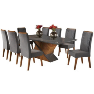 Conjunto Mesa de Jantar Retangular Pipa 200x90cm com 8 Cadeiras WT