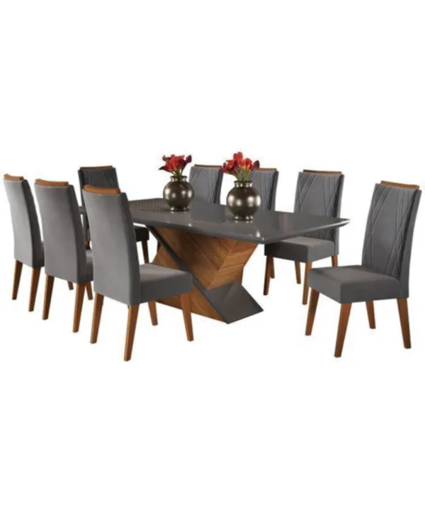 Conjunto Mesa de Jantar Retangular Pipa 200x90cm com 8 Cadeiras WT