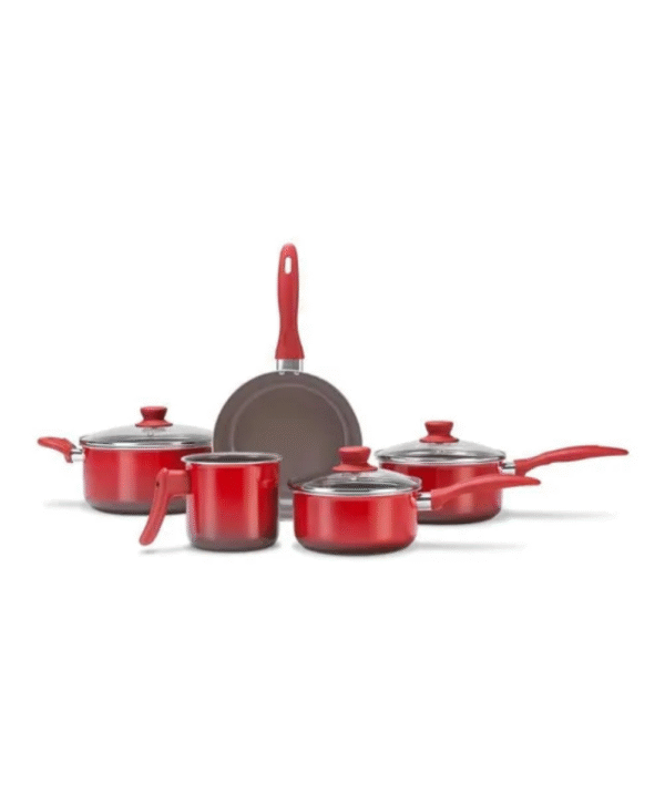 Conjunto de Panelas Brinox Ceramic Life Easy, 5 Peças, Cor Vermelha