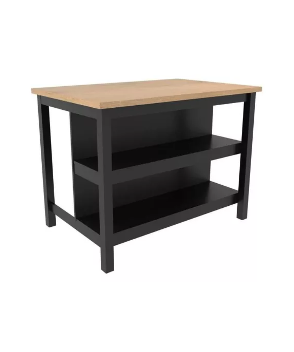 Ilha de Cozinha Ditália CD-1019 Cozy – 2 Prateleiras, Cor Preta