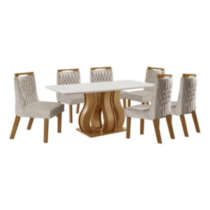 Mesa de Jantar Nuance 180x90cm com 6 Cadeiras Modernas