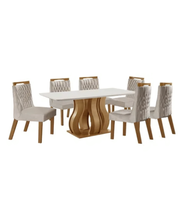 Mesa de Jantar Nuance 180x90cm com 6 Cadeiras Modernas