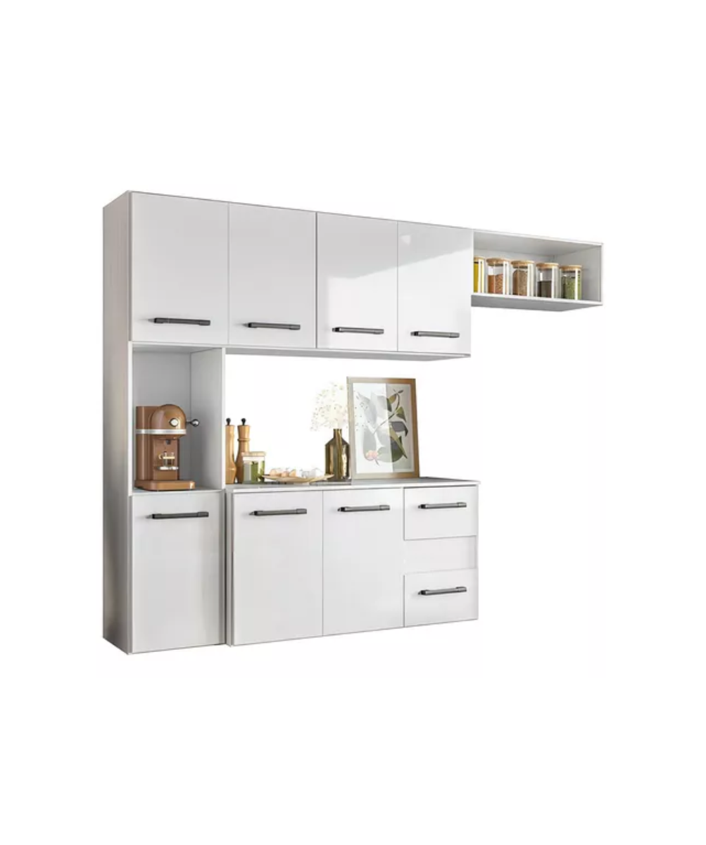 Armário de Cozinha Nicioli Juliete Branco – 7 Portas e 2 Gavetas
