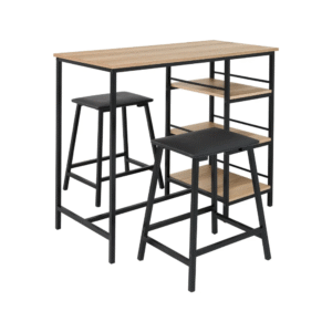 Conjunto Mesa Bancada Gourmet Ciplafe – 1,02m, com 2 Banquetas Stilo, Tubo Preto Fosco