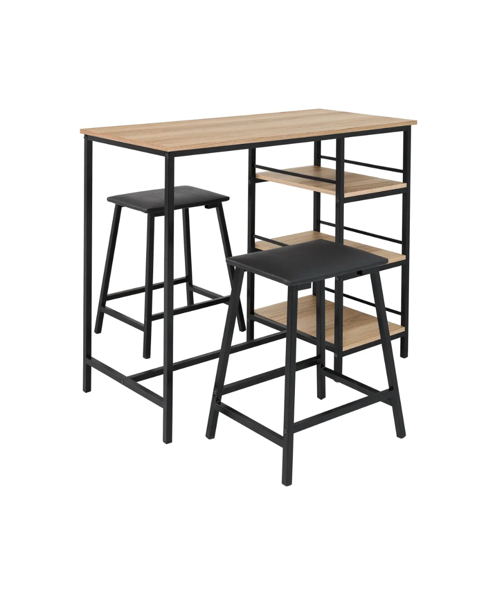 Conjunto Mesa Bancada Gourmet Ciplafe – 1,02m, com 2 Banquetas Stilo, Tubo Preto Fosco