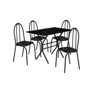 Conjunto de Mesa de Jantar para Apartamento Pequeno – Com 4 Cadeiras, Cor Martelado
