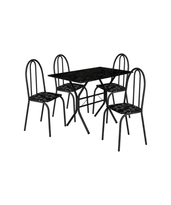 Conjunto de Mesa de Jantar para Apartamento Pequeno – Com 4 Cadeiras, Cor Martelado