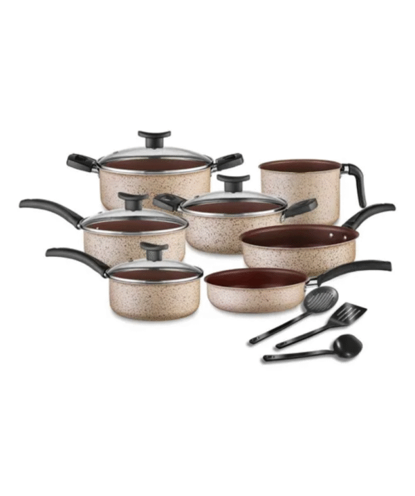 Conjunto de Panelas Antiaderente com 10 Peças – Linha Coffee Cappuccino, Teflon