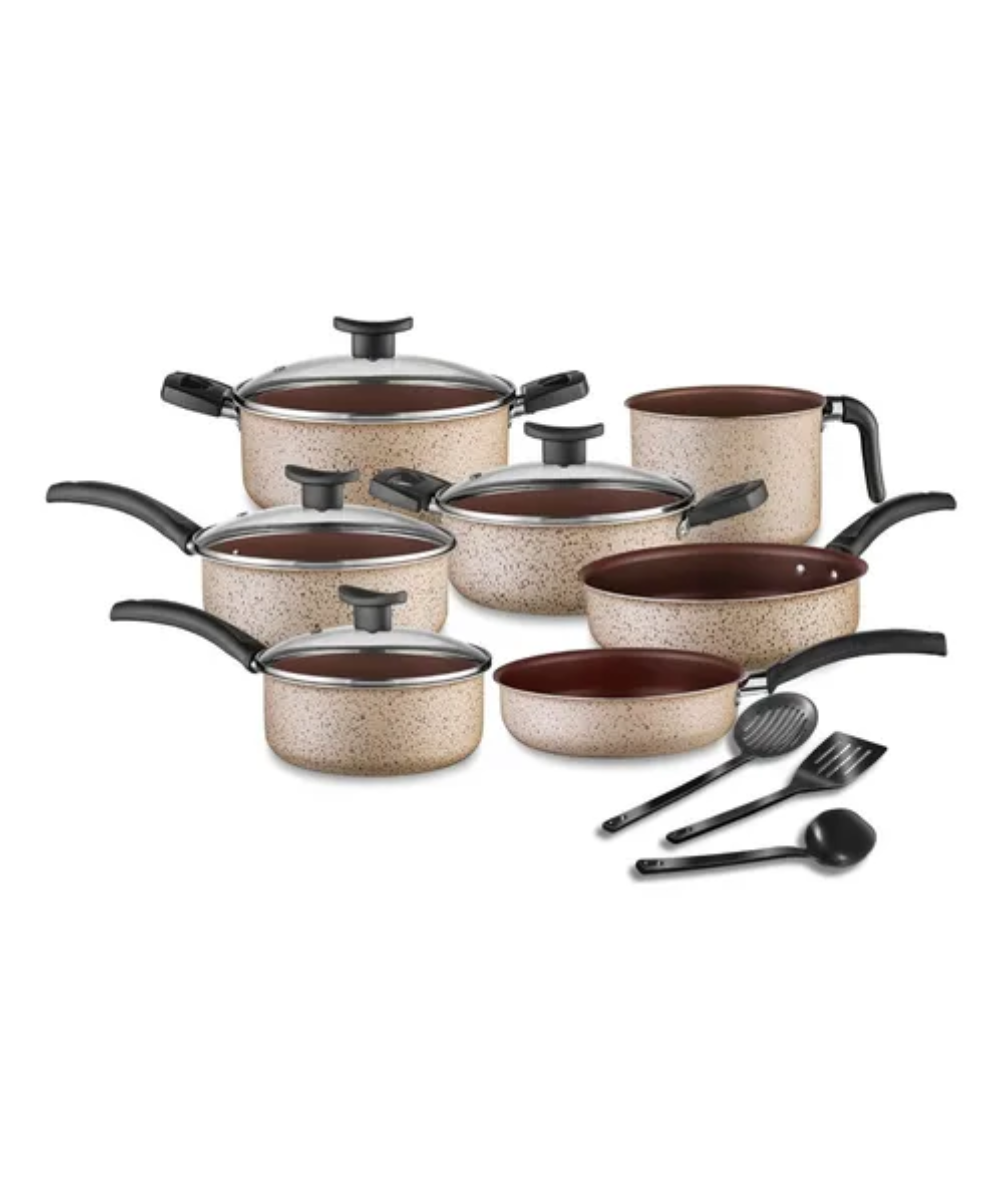 Conjunto de Panelas Antiaderente com 10 Peças – Linha Coffee Cappuccino, Teflon