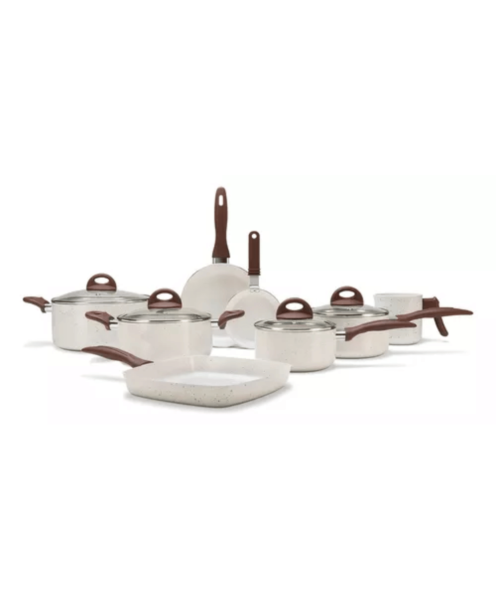 Conjunto de Panelas Brinox Ceramic Life Smart Plus – 8 Peças, Cor Vanilla