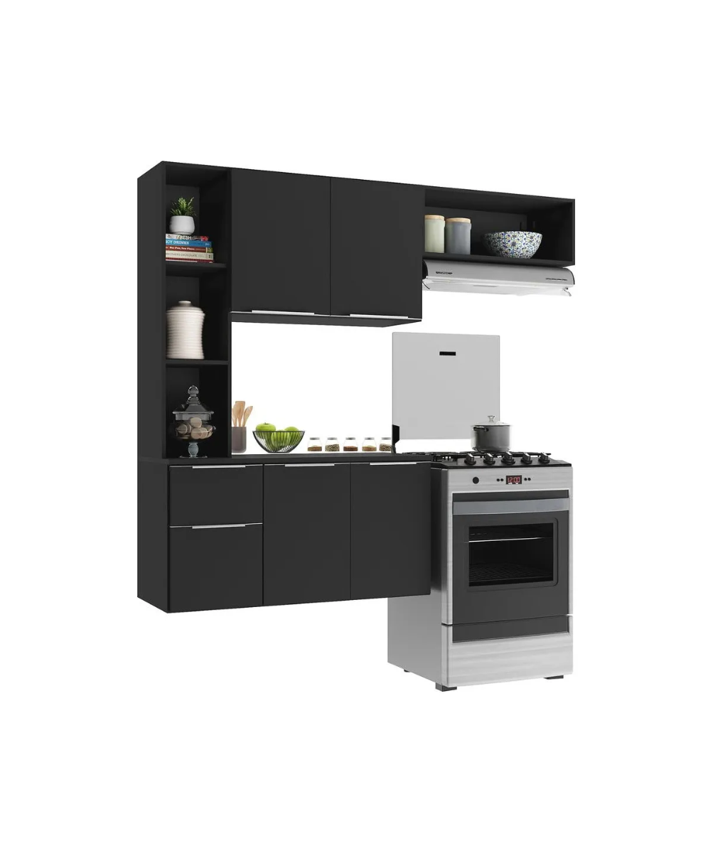 Cozinha Compacta com Balcão Sofia Multimóveis V2001 – Cor Preto