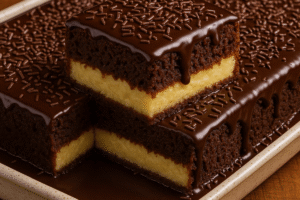 Bolo de Chocolate que Já Sai Recheado