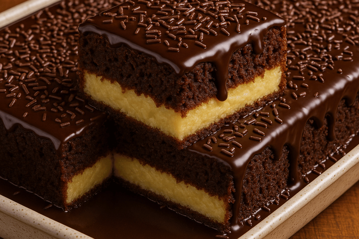 Bolo de Chocolate que Já Sai Recheado