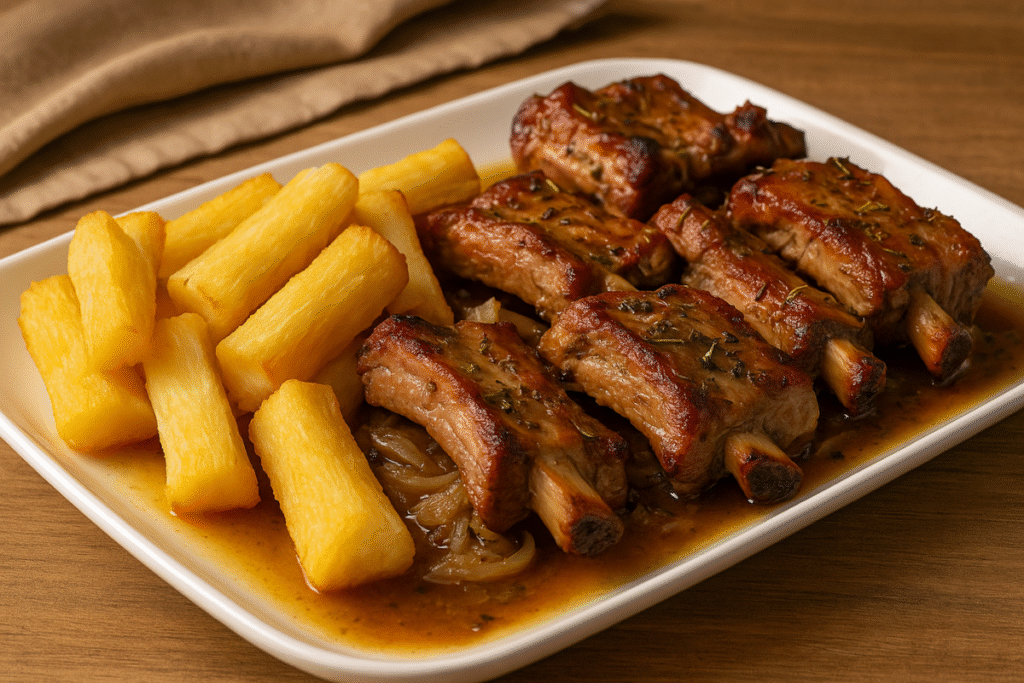 Costelinha Assada com Aipim Receitas Familiares blog de receita