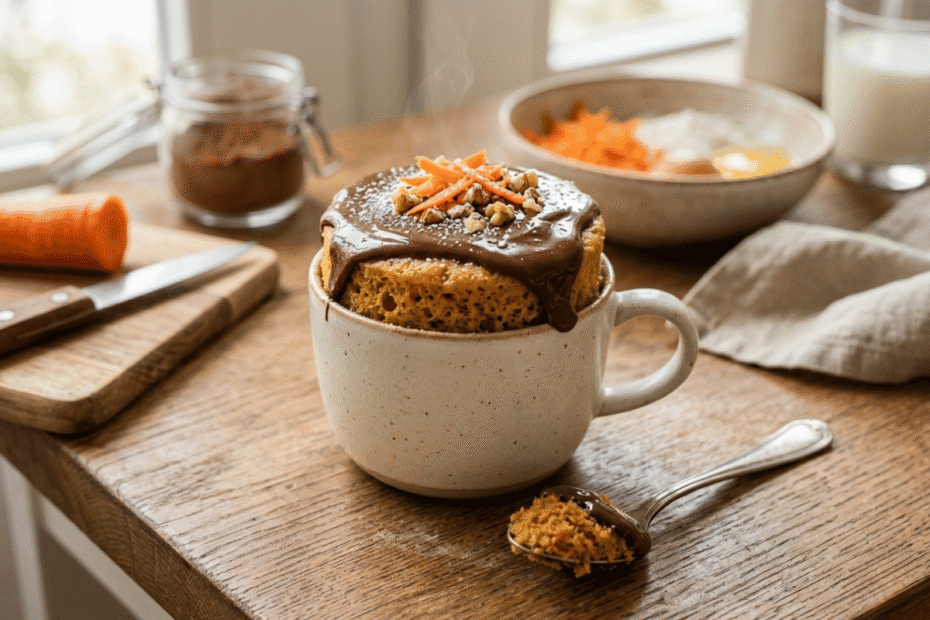 Bolo de cenoura de caneca, como fazer a versão ultra fofinha em poucos minutos, Receitas Familiares blog de receita