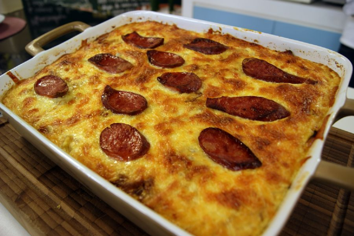 Aipim com Calabresa ao Forno