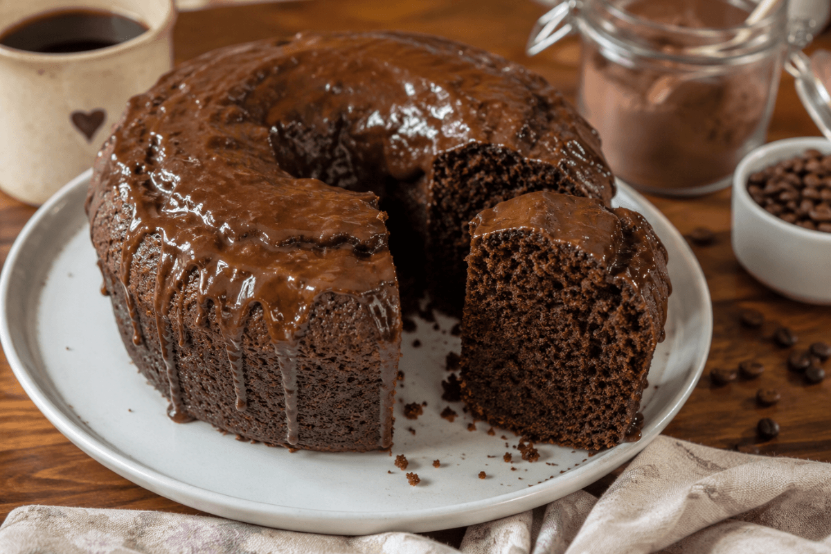 Bolo de café com chocolate fofo é uma receita macia
