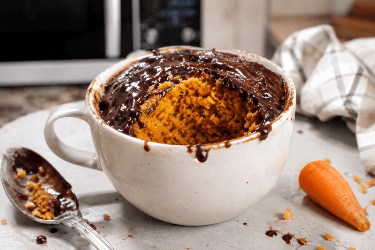 Bolo de cenoura de caneca em 5 Minutos é uma receita rápida