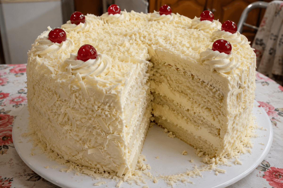 Bolo de leite ninho com recheio de veludo é uma receita macia