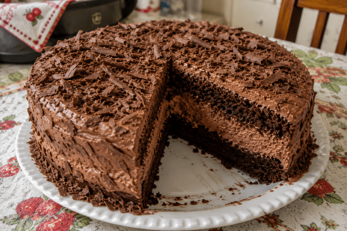 Bolo mousse de chocolate aerado com massa leve é uma receita recheada