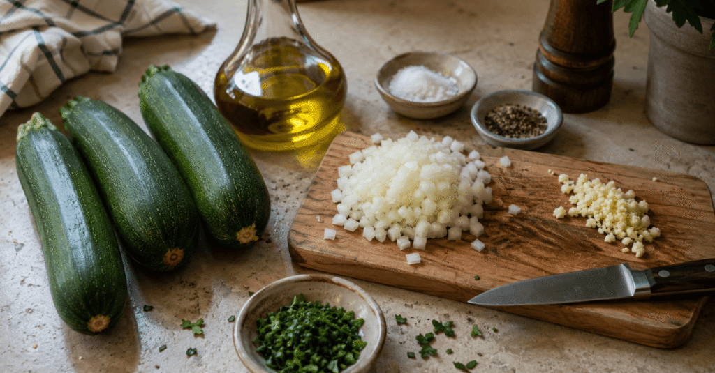 Ingredientes da receita de Abobrinha Refogada Sequinha