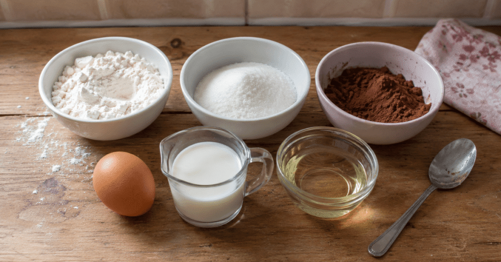 Ingredientes da receita de Bolo de caneca sem fermento perfeito 1