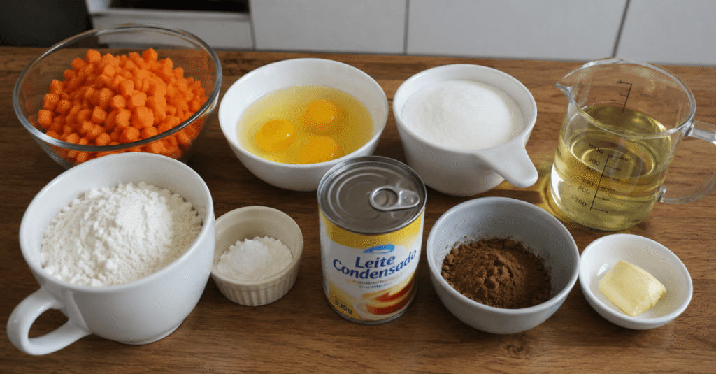 Ingredientes da receita de Bolo de caneca sem fermento perfeito