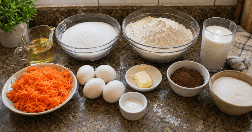 Ingredientes da receita de Bolo de cenoura com segredos de Chef