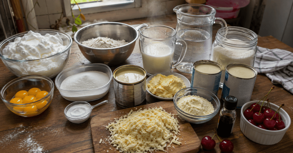 Ingredientes da receita de Bolo de leite ninho