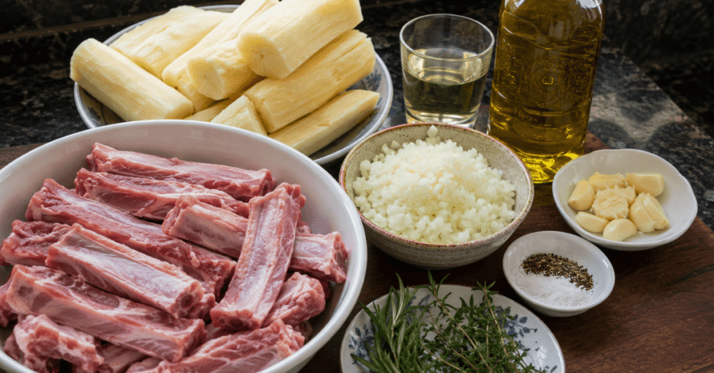 Ingredientes da receita de Costelinha Assada com Aipim