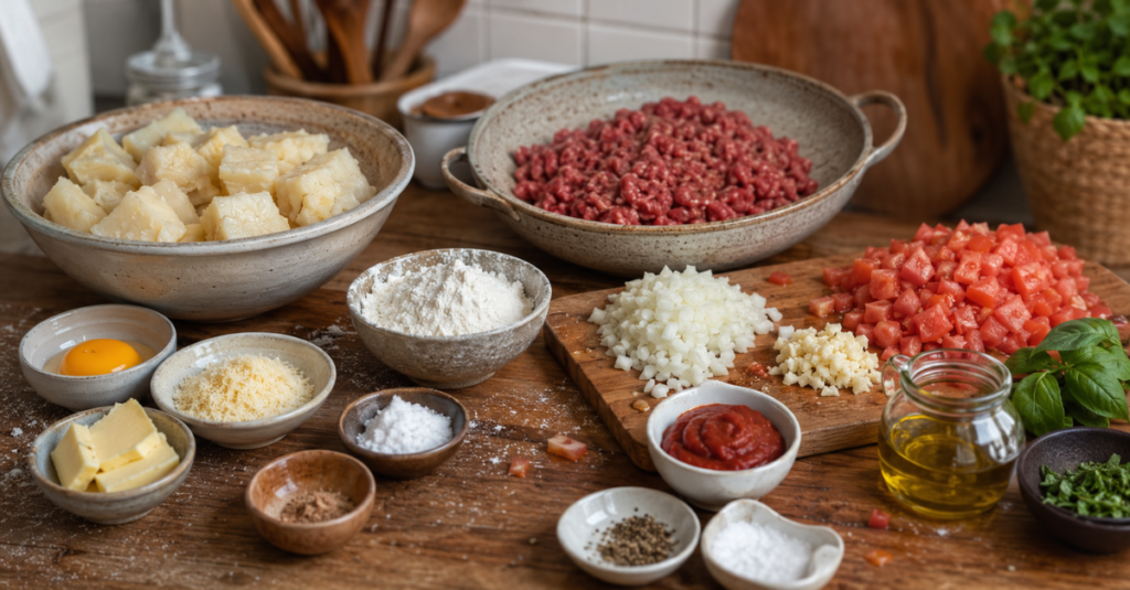 Ingredientes da receita de Nhoque de Aipim com Massa Leve