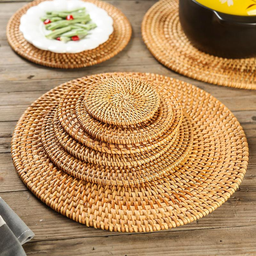 Sousplat Rattan Natural 6 Peças