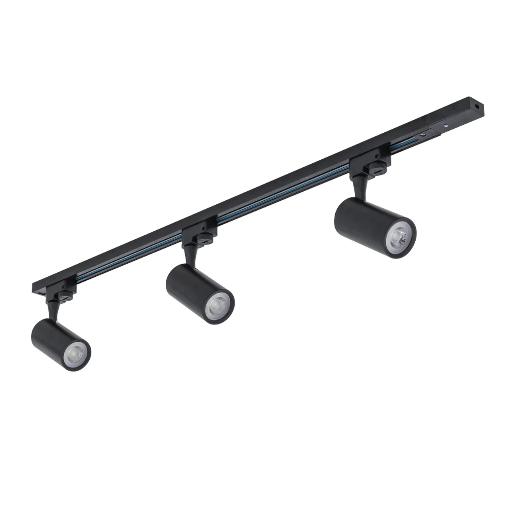 Trilho de Spots Preto 3 Luzes grafite