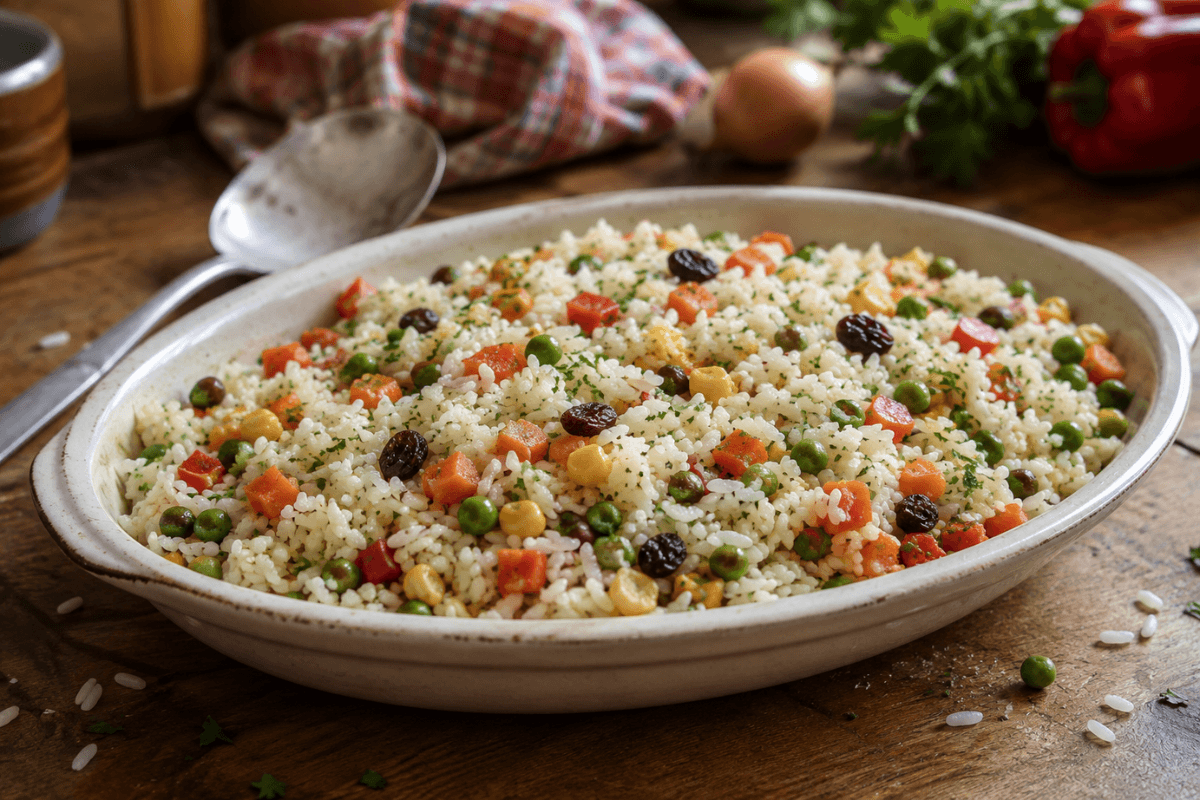 Arroz à grega simples e colorida