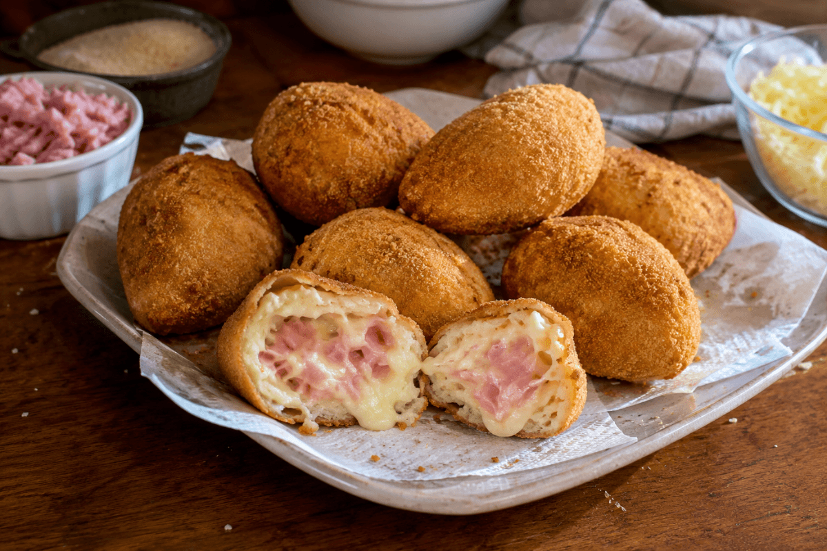Bomba salgada de presunto e queijo
