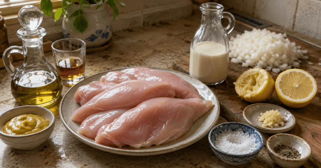 Ingredientes da receita de Frango ao molho