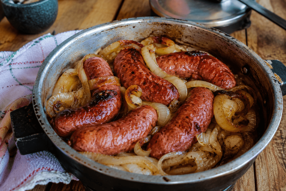 Linguiça assada na panela de pressão