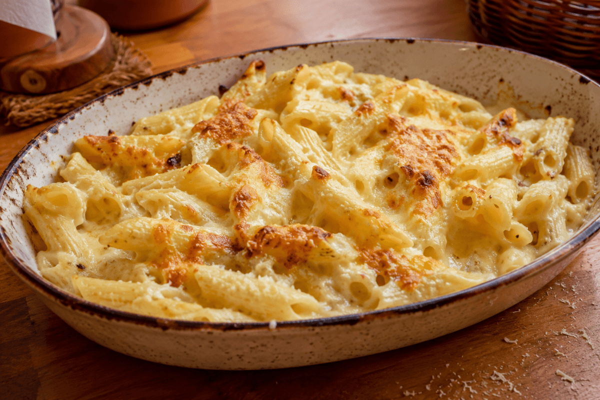 Macarrão cremoso de 4 queijos