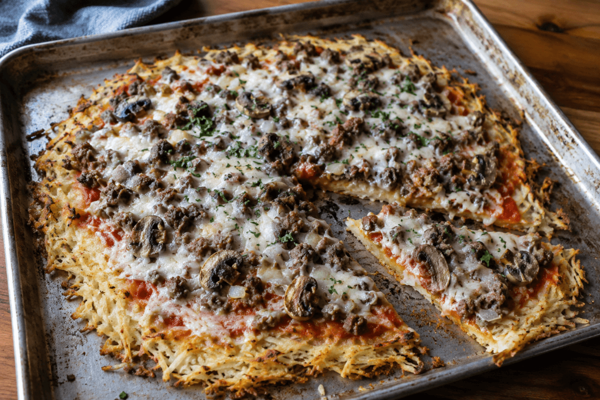 Pizza de batata hash brown