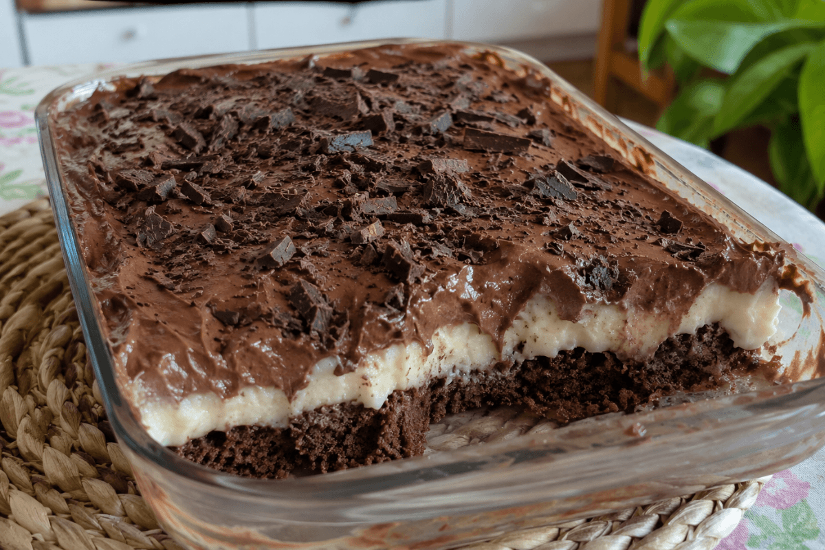 Sobremesa de bolo com limão e chocolate